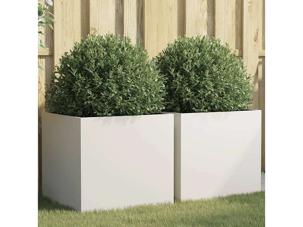 Pflanzkübel 2 Stk. Weiß 49x47x46 cm Stahl