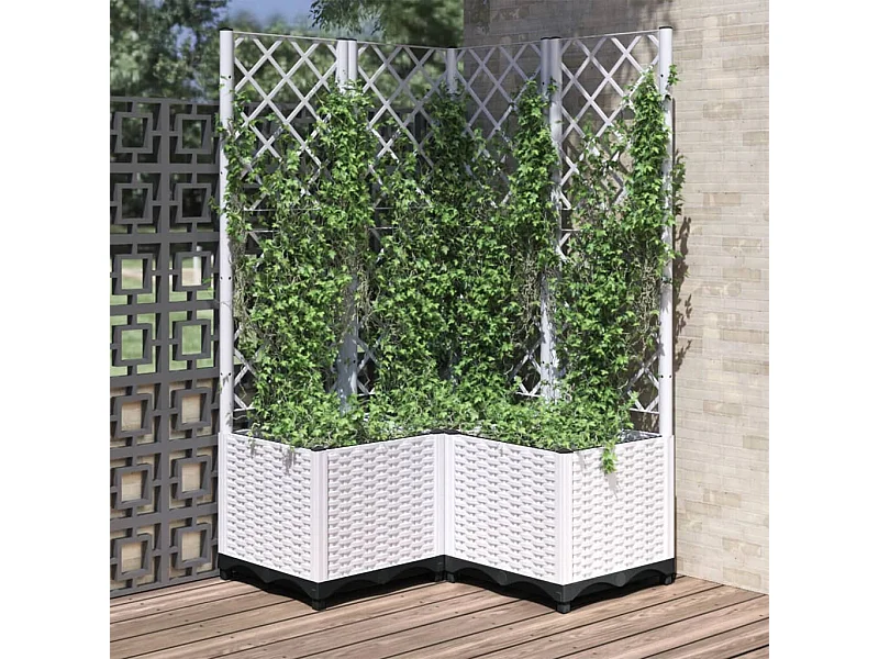 Fioriera da Giardino con Graticcio Bianco 80x80x136 cm PP