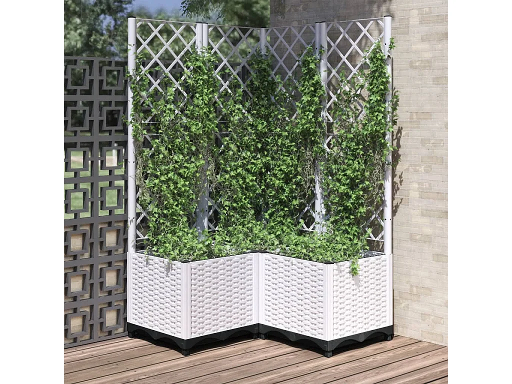 Fioriera da Giardino con Graticcio Bianco 80x80x136 cm PP