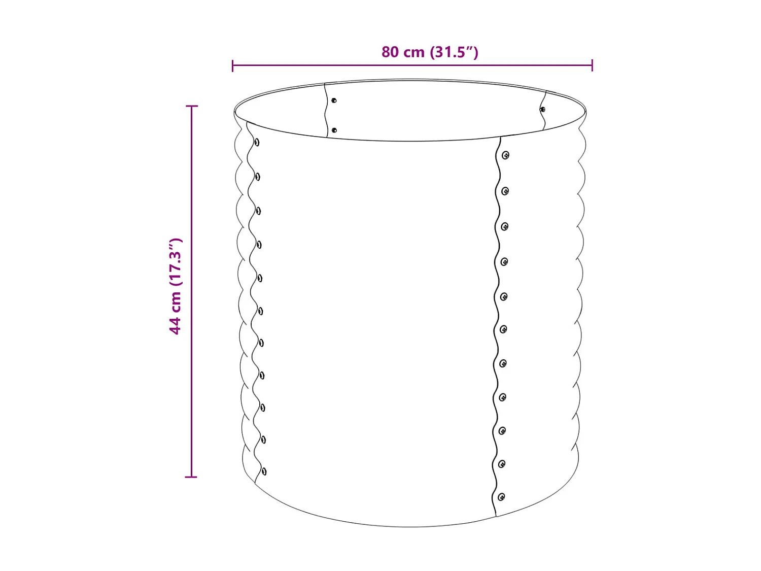 Canteiro/vaso elevado aço galvanizado 80x80x81 cm prateado