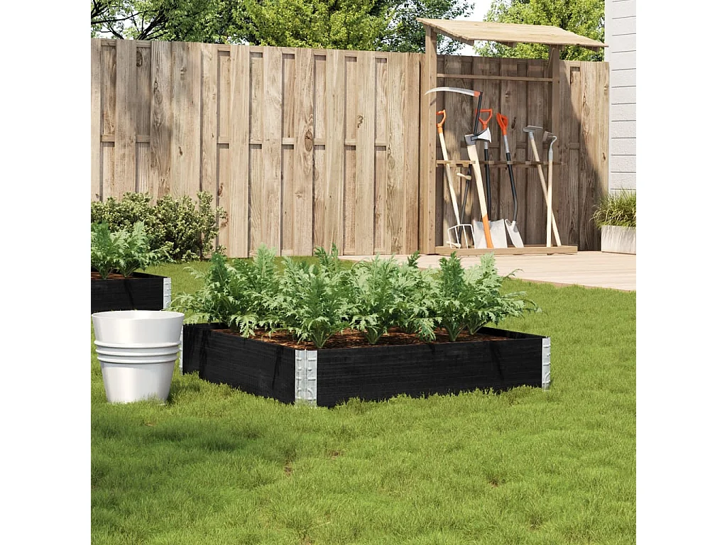 Fioriera da Giardino Nera 100x100 cm in Legno Massello di Pino