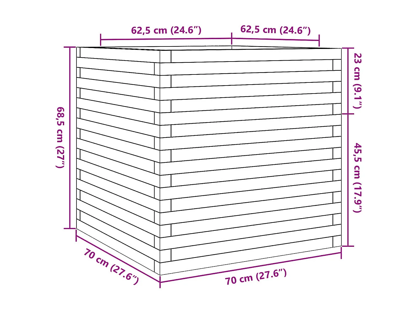 Pflanzkübel 70x70x68,5 cm Kiefernholz Imprägniert