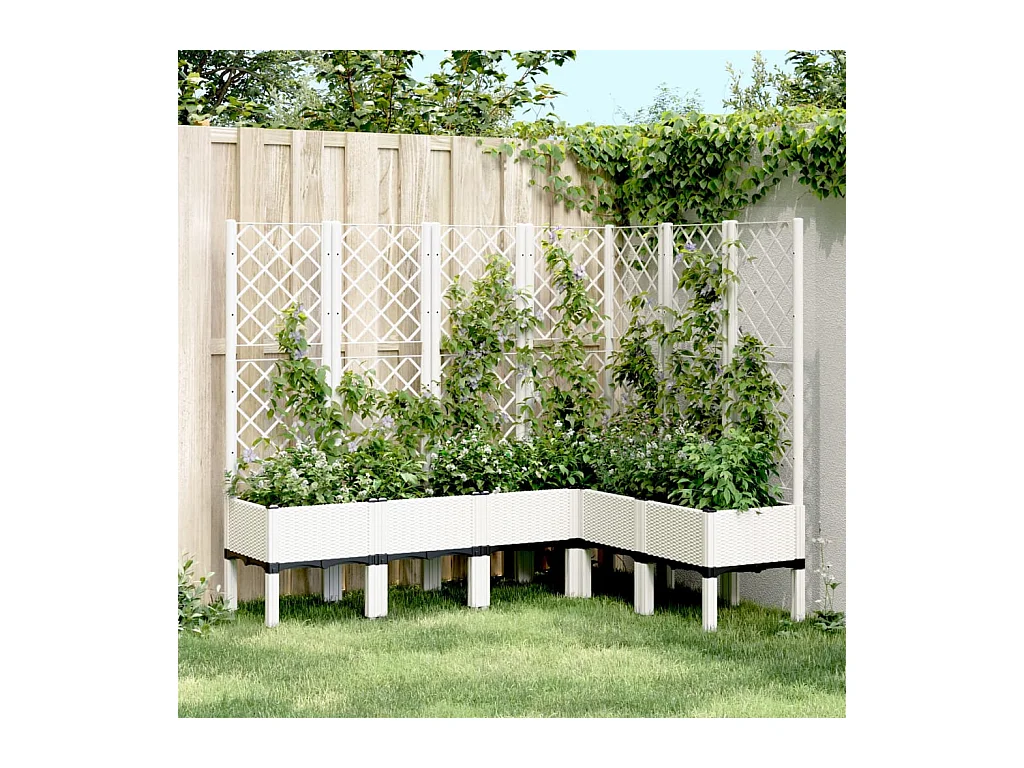 Jardinière avec treillis blanc 160x120x142 cm PP