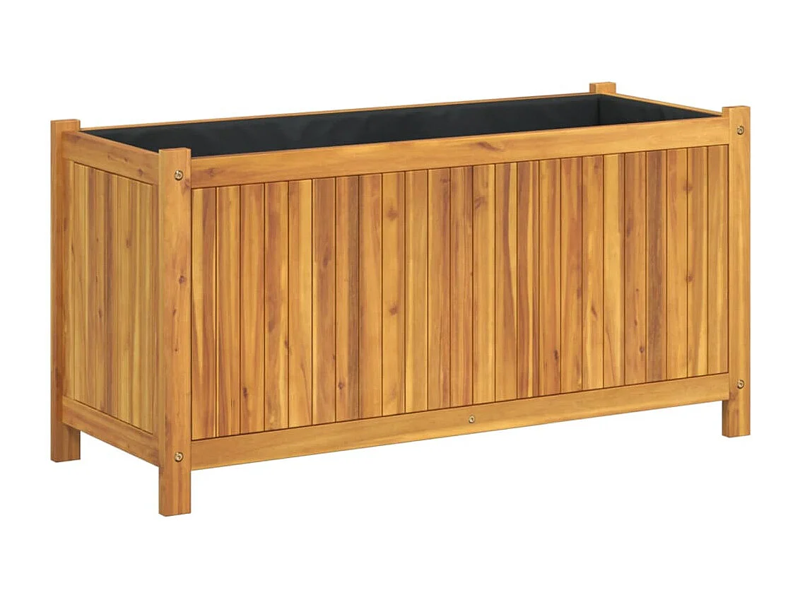 Fioriera Giardino con Rivestimento 99,5x38x50cm Massello Acacia