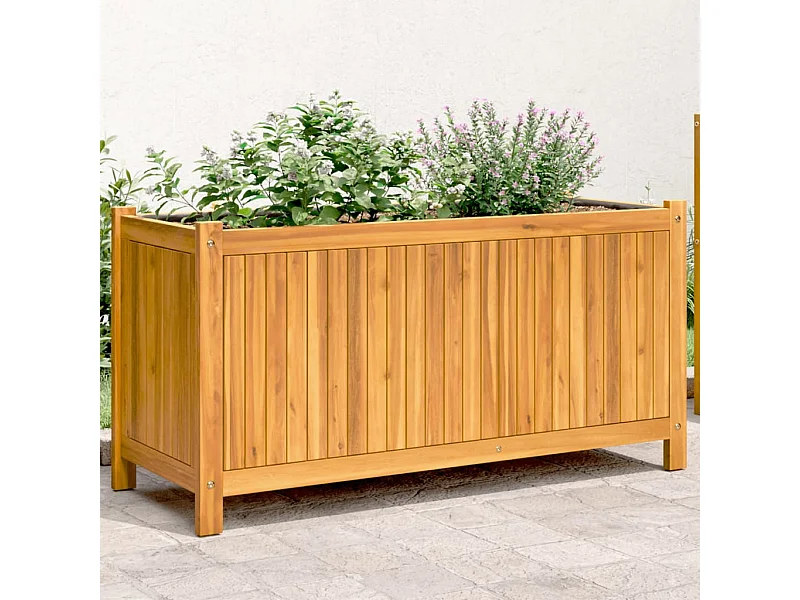 Fioriera Giardino con Rivestimento 99,5x38x50cm Massello Acacia