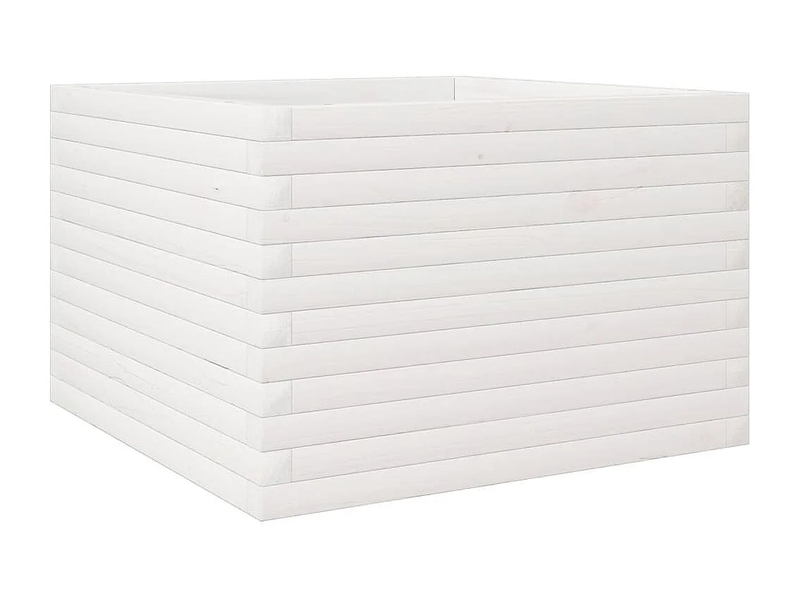 Jardinière blanc 70x70x45,5 cm bois de pin massif
