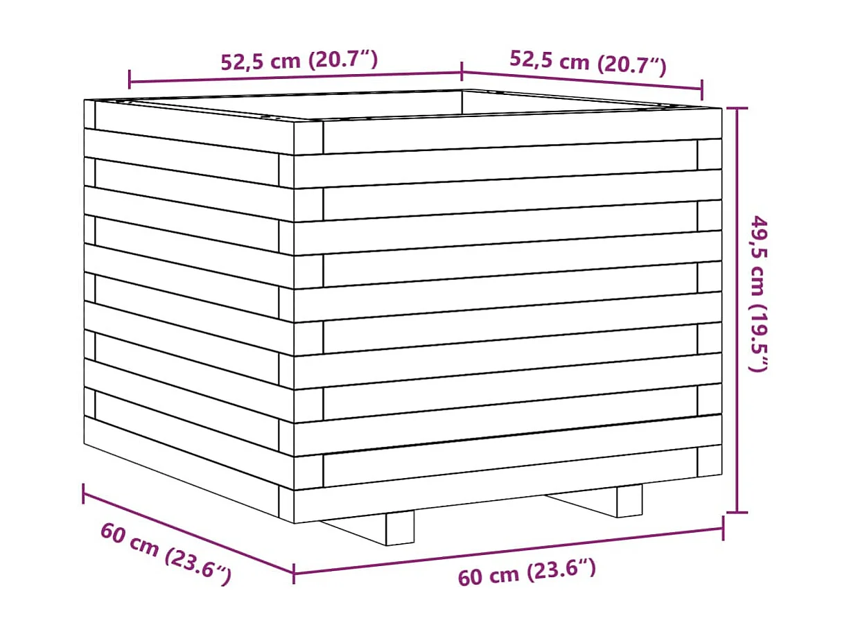 Pflanzkübel 60x60x49,5 cm Massivholz Douglasie
