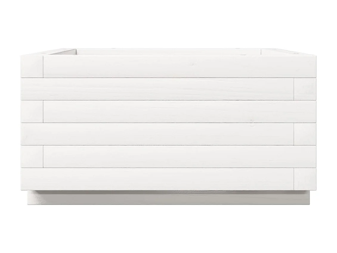 Jardinière blanc 50x50x26,5 cm bois de pin massif