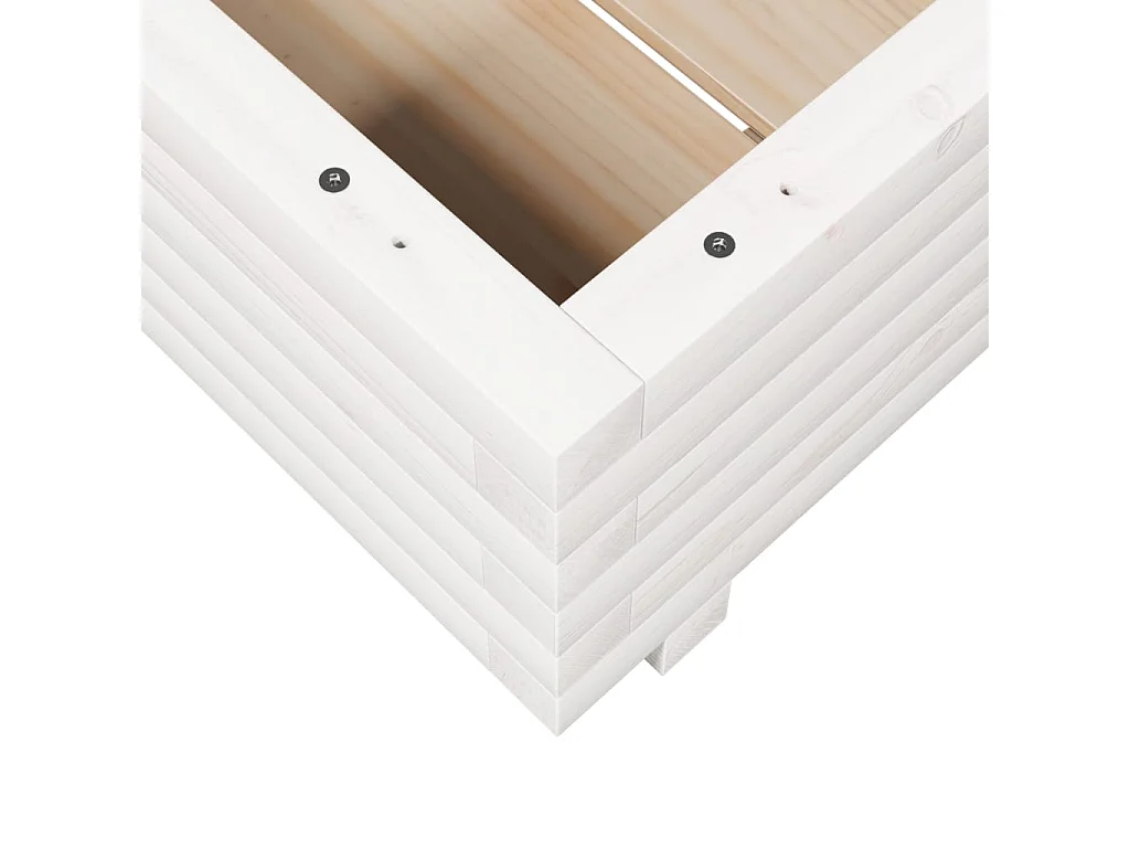 Jardinière blanc 50x50x26,5 cm bois de pin massif