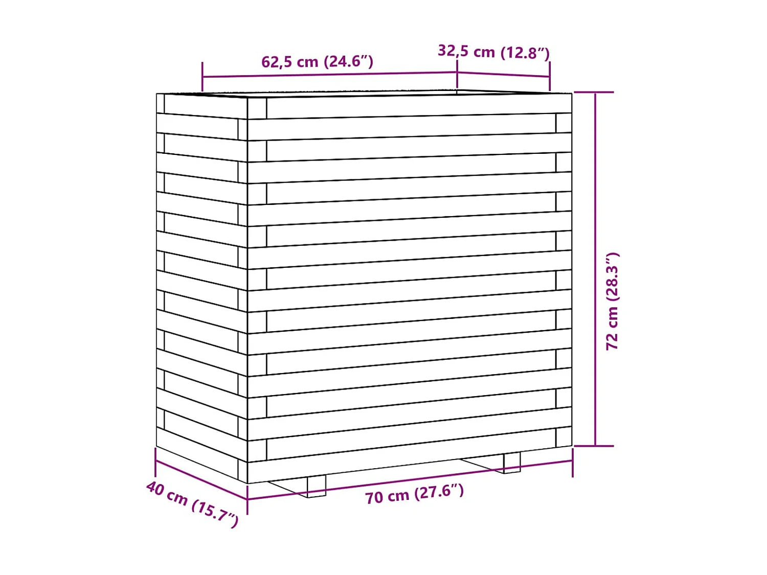 Fioriera da Giardino 70x40x72 cm in Legno Massello di Douglas