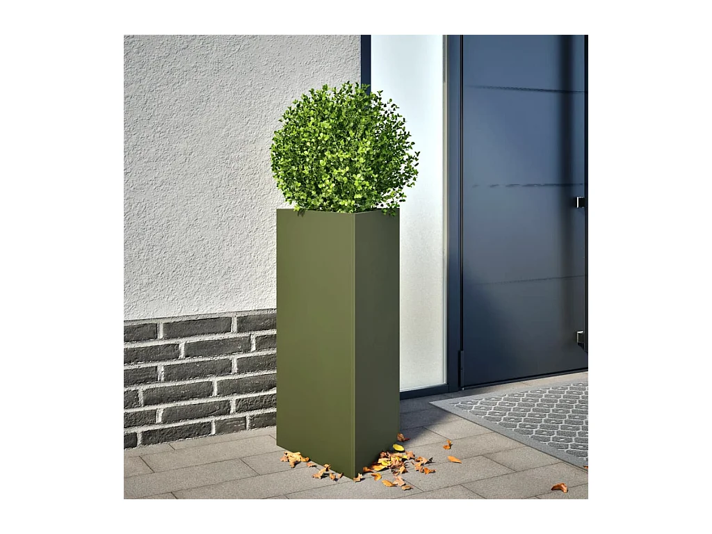 Pflanzkübel Olivgrün Dreieckig 40x34,5x70 cm Stahl