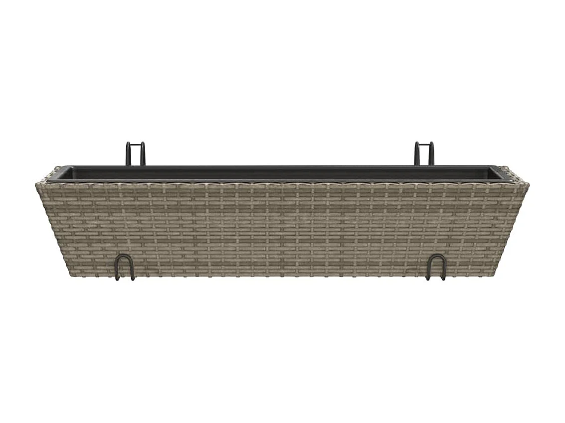 Canteiros com ganchos 2 pcs vime PE cinzento