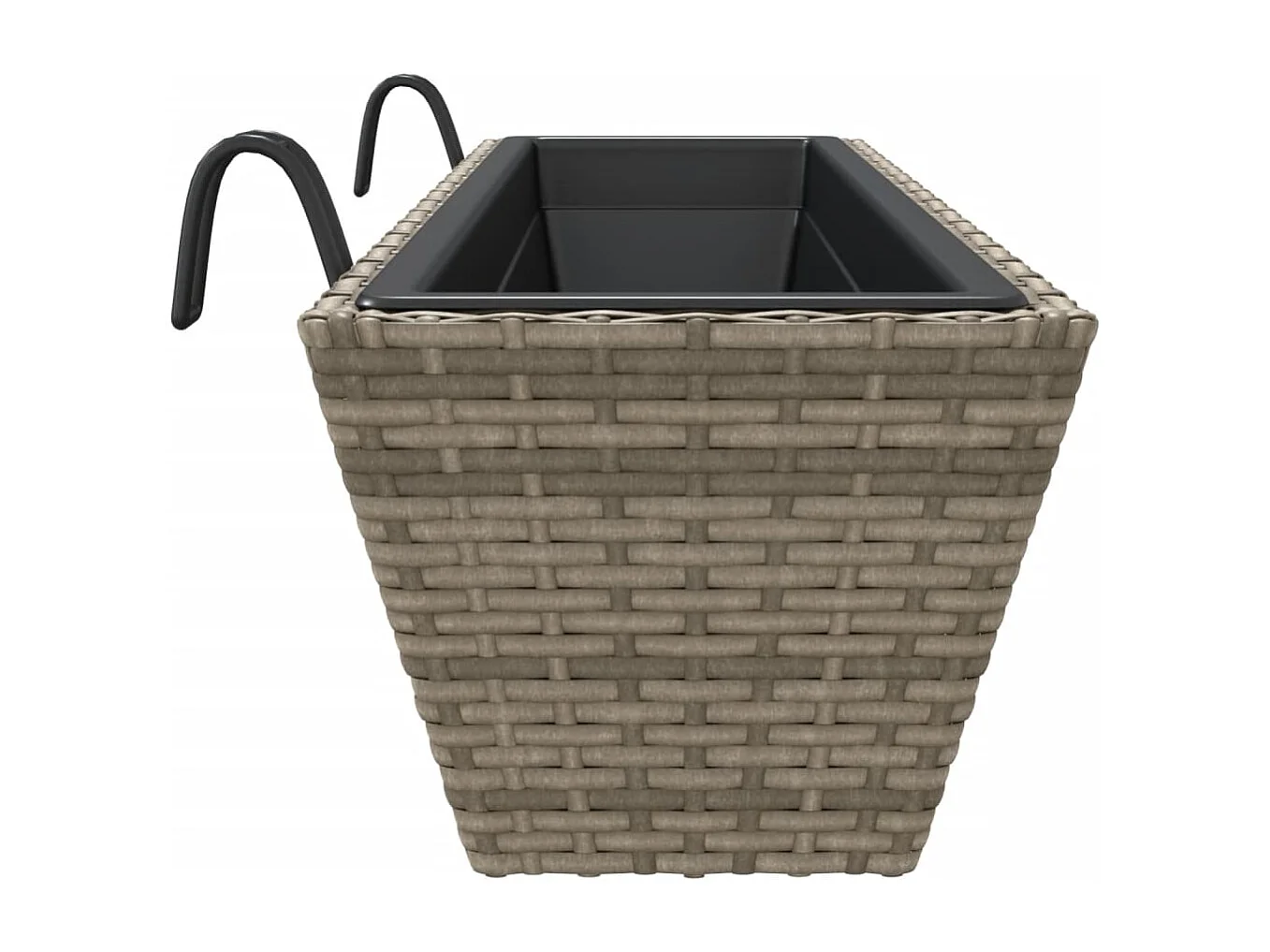 Canteiros com ganchos 2 pcs vime PE cinzento