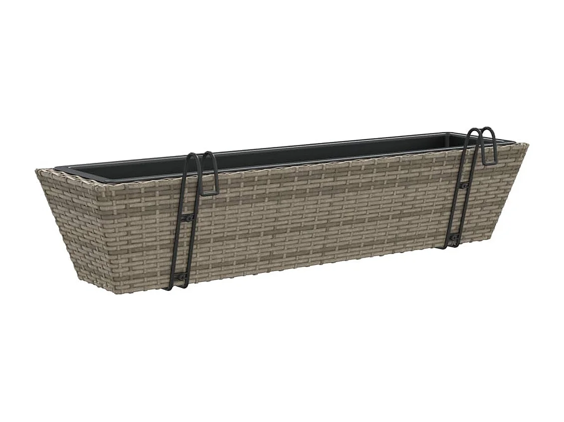 Canteiros com ganchos 2 pcs vime PE cinzento