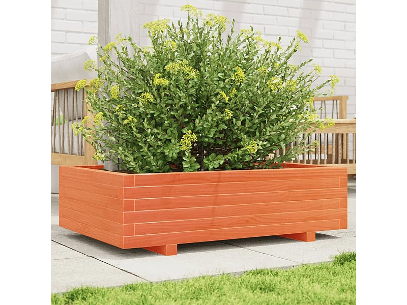 Vaso/floreira de jardim 90x60x26,5 cm pinho maciço castanho-mel