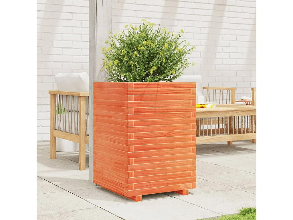 Fioriera Giardino Marrone Cera 50x50x72 cm Legno Massello Pino