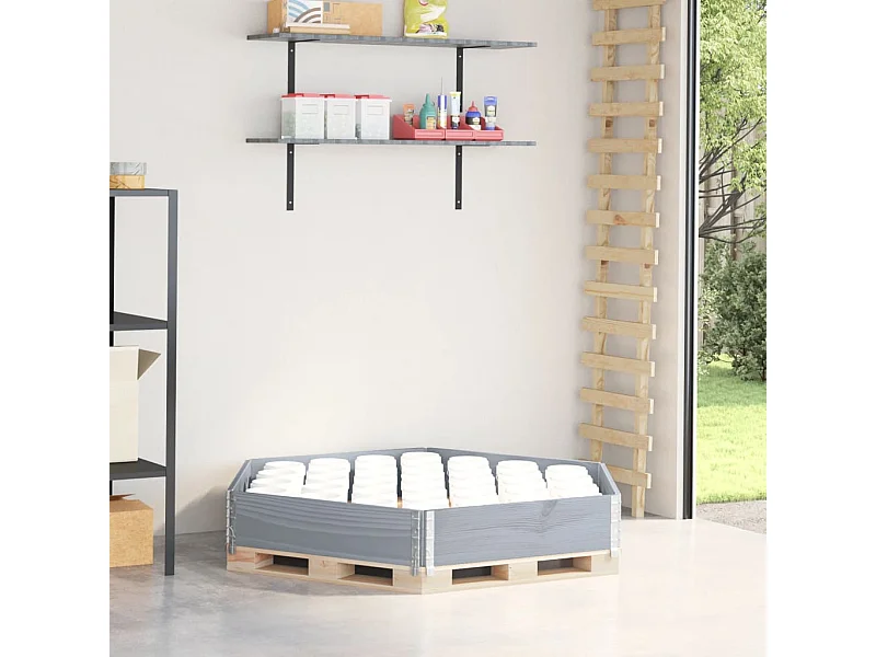 Arriate elevado hexagonal madera maciza de pino gris 160x160 cm