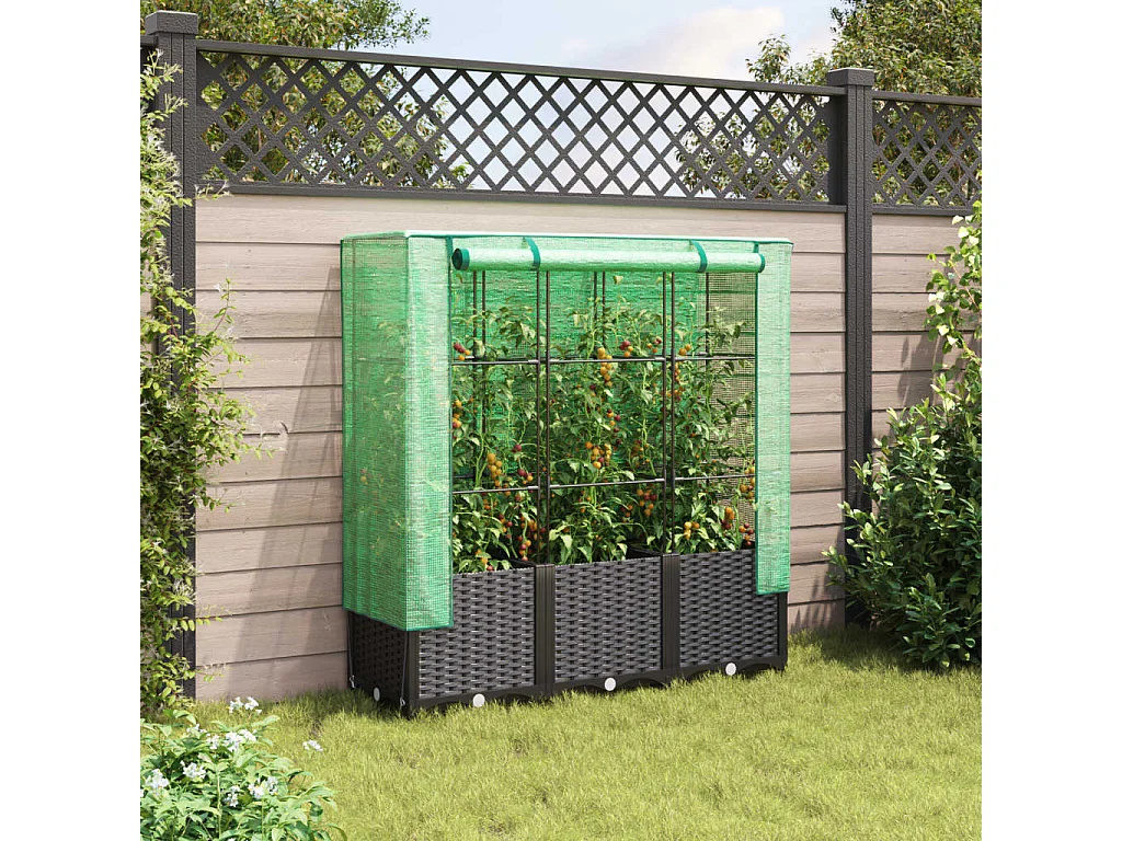 Letto Rialzato con Copertura Serra Effetto Rattan 120x40x138 cm