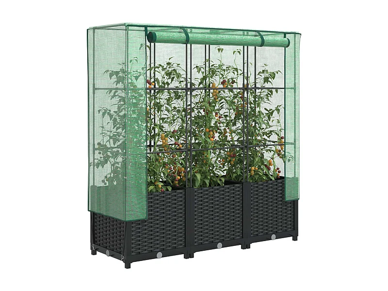 Letto Rialzato con Copertura Serra Effetto Rattan 120x40x138 cm