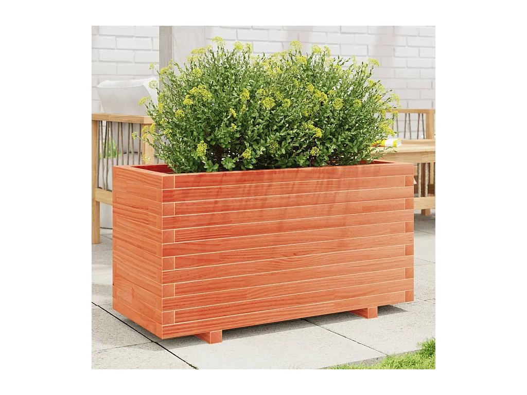 Fioriera Giardino Marrone Cera 90x40x49,5cm Legno Massello Pino