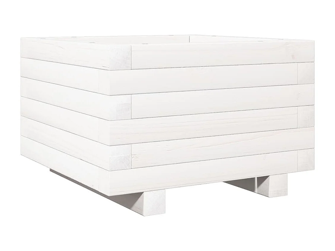 Fioriera da Giardino Bianca 40x40x26,5cm Legno Massello di Pino