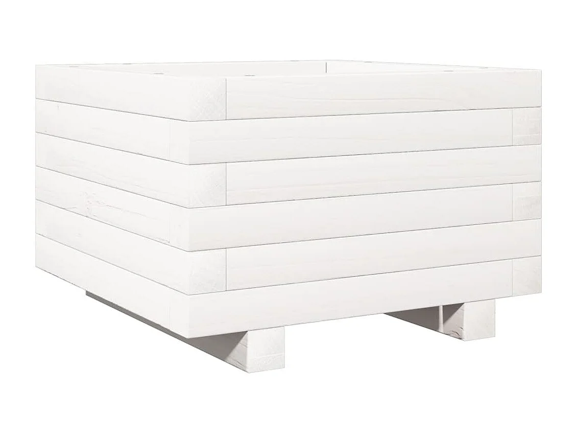 Fioriera da Giardino Bianca 40x40x26,5cm Legno Massello di Pino