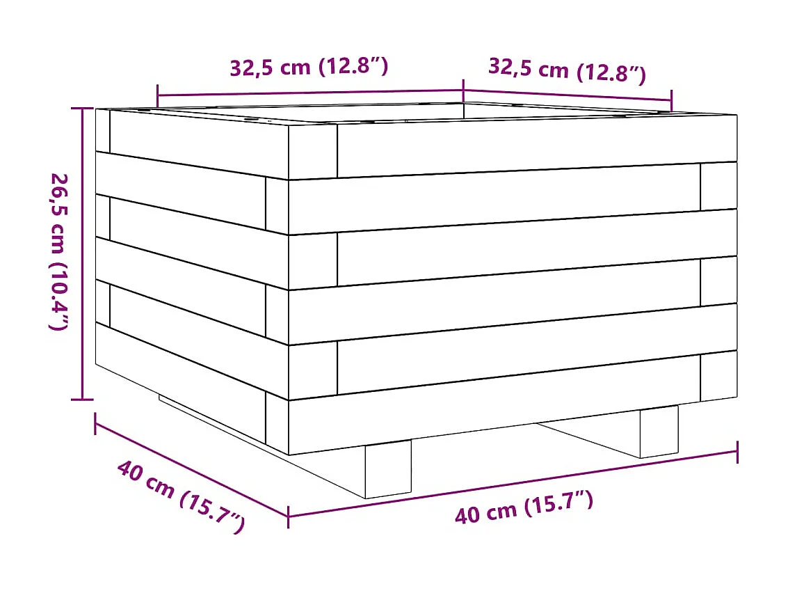 Fioriera da Giardino Bianca 40x40x26,5cm Legno Massello di Pino