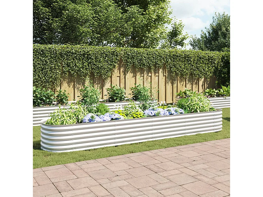 Lit surélevé de jardin 400x80x44 cm Acier galvanisé Argenté