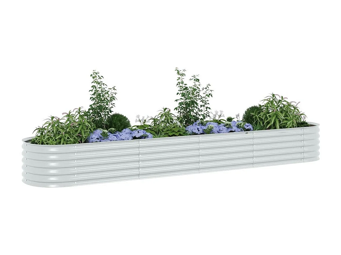 Lit surélevé de jardin 400x80x44 cm Acier galvanisé Argenté