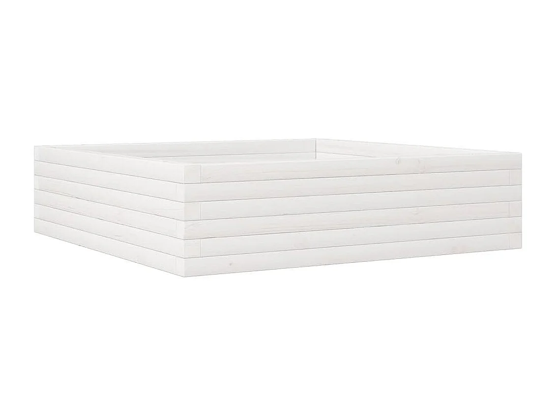 Jardinière blanc 90x90x23 cm bois de pin massif