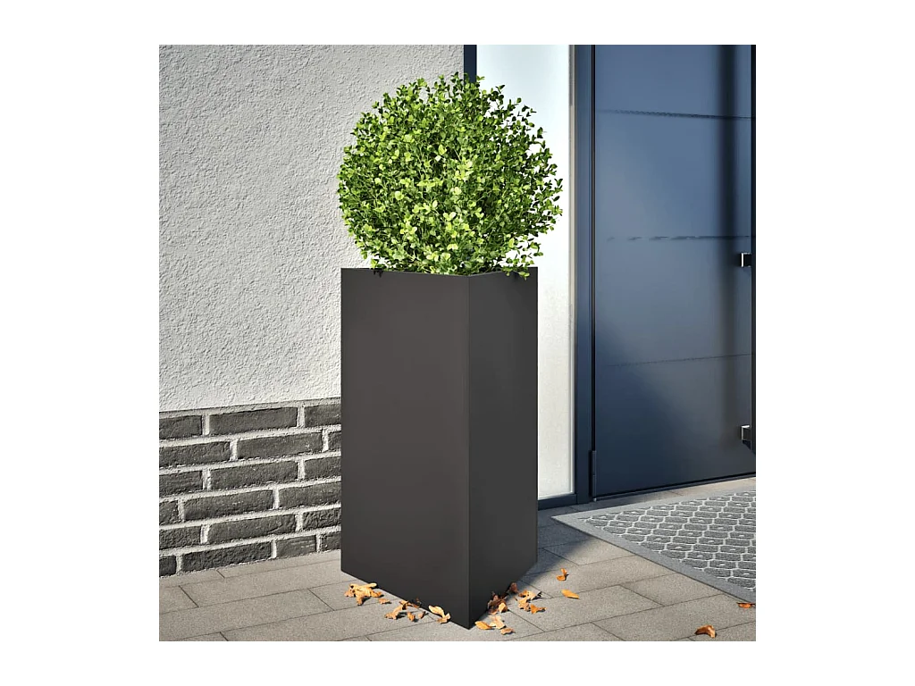 Pflanzkübel Schwarz Dreieckig 50x43x75 cm Stahl