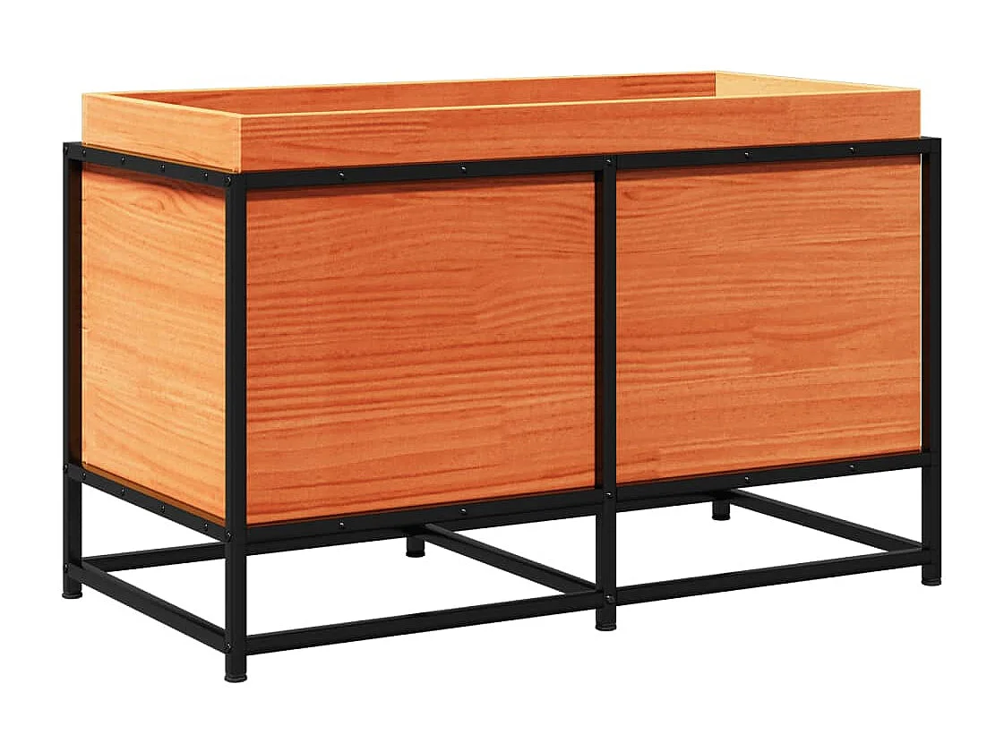 Jardinière cire marron 80x40x50 cm bois de pin massif