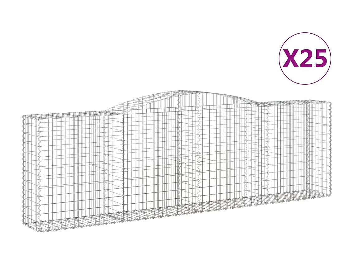 Paniers à gabions arqués 25 pcs 400x50x120/140 cm Fer galvanisé
