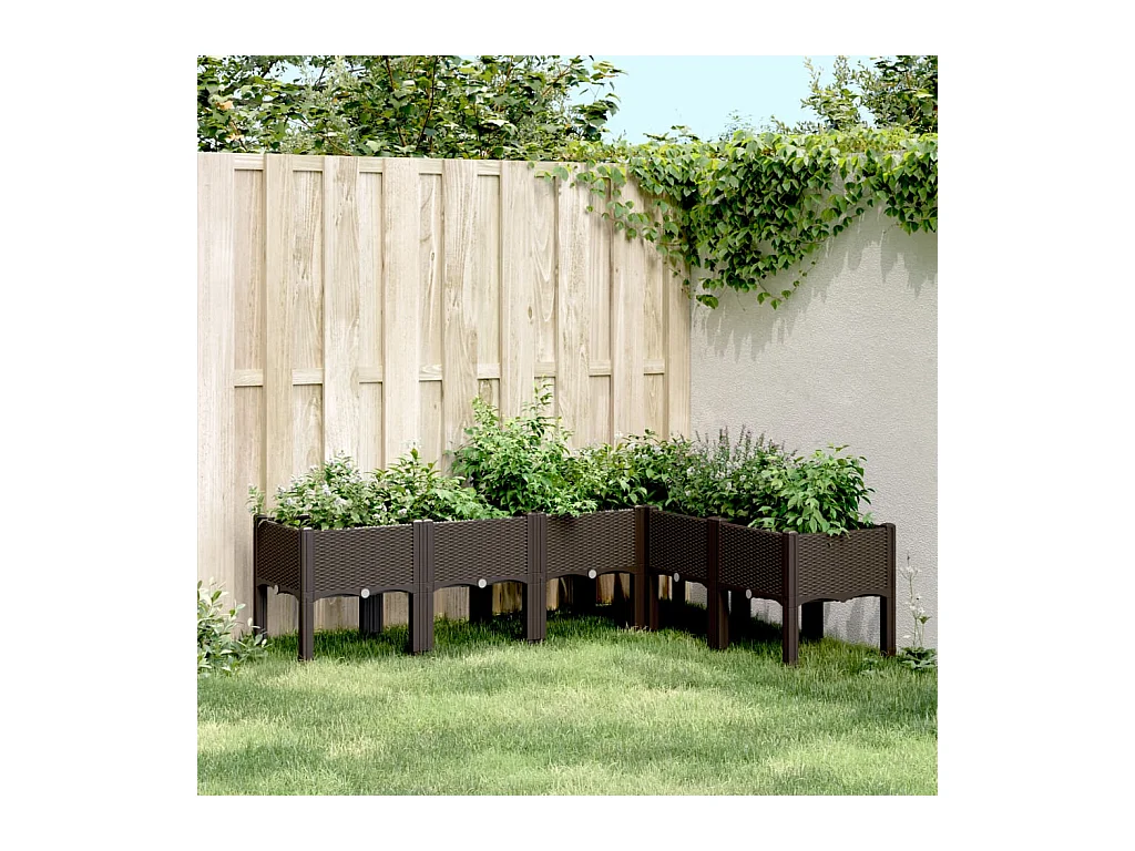 Fioriera da Giardino con Gambe Marrone 160x120x42 cm in PP