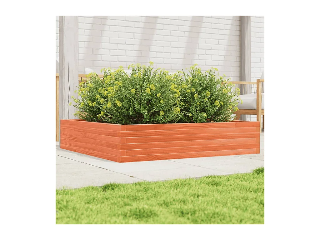 Jardinière cire marron 110x110x23 cm bois de pin massif