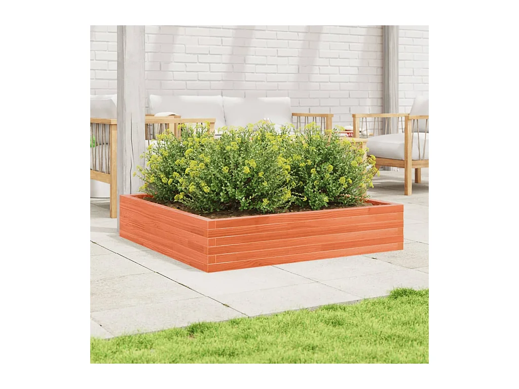 Plantenbak 110x110x23 cm massief grenenhout wasbruin