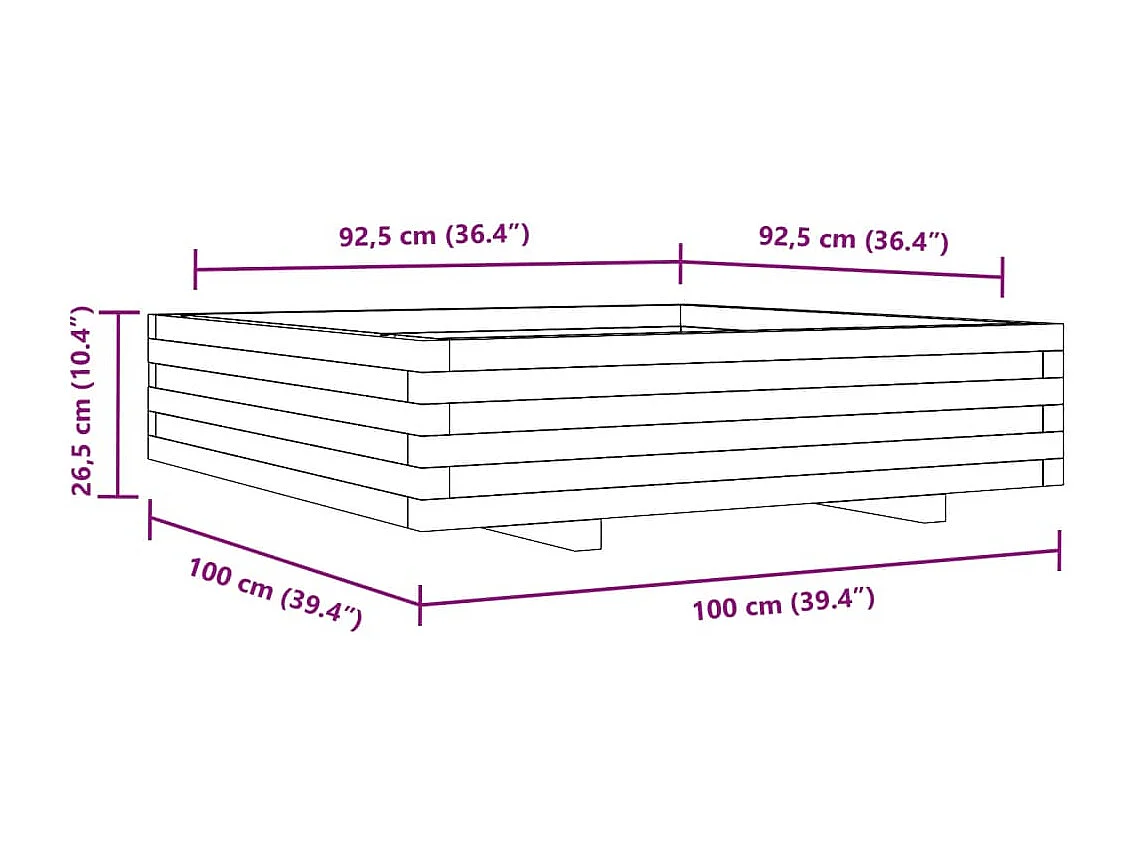 Pflanzkübel 100x100x26,5 cm Massivholz Douglasie