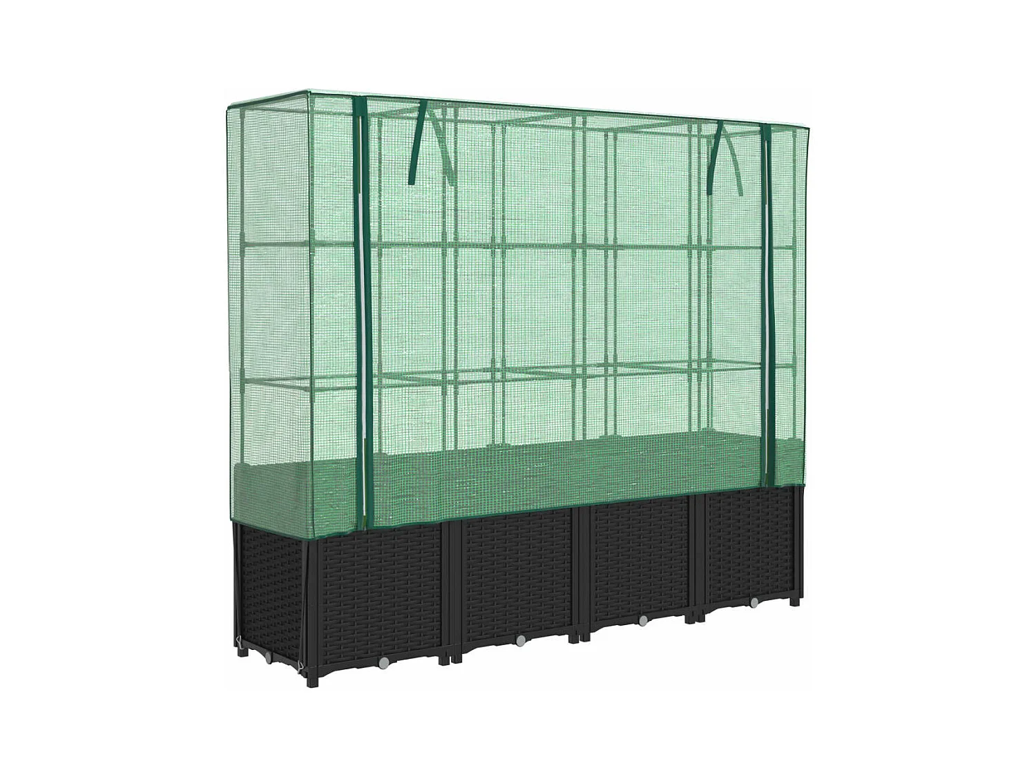 Jardinière surélevée avec housse aspect rotin 160x40x153 cm