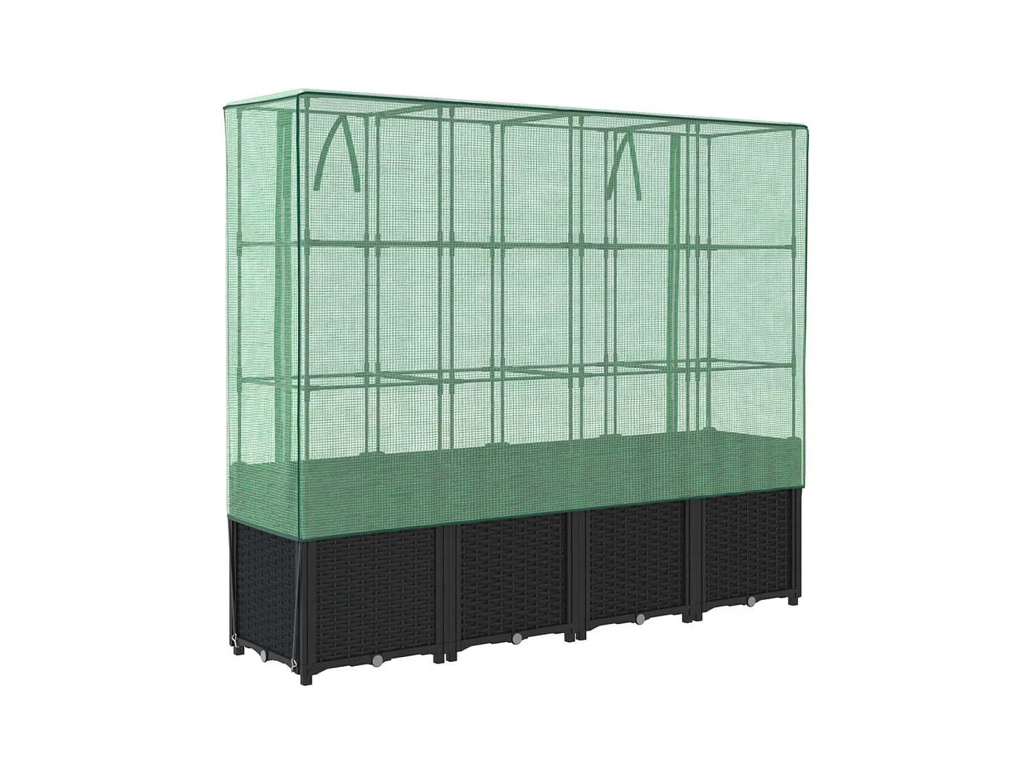 Jardinière surélevée avec housse aspect rotin 160x40x153 cm