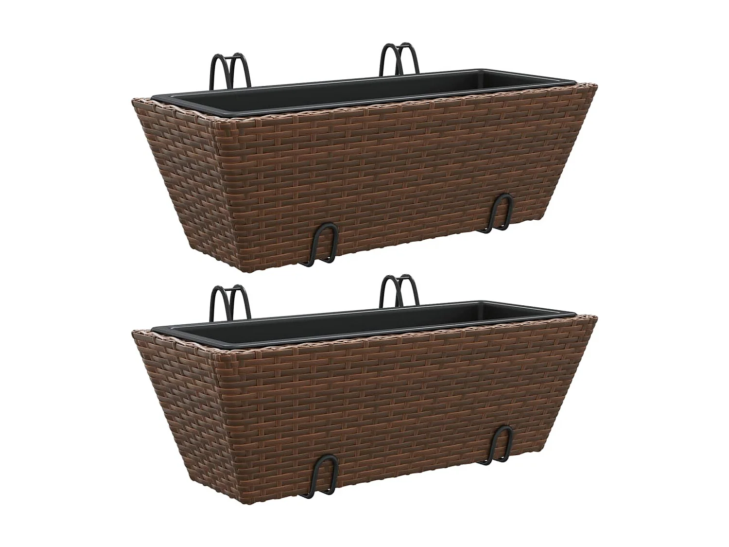 Fioriere con Ganci 2 pz Marroni in Polyrattan