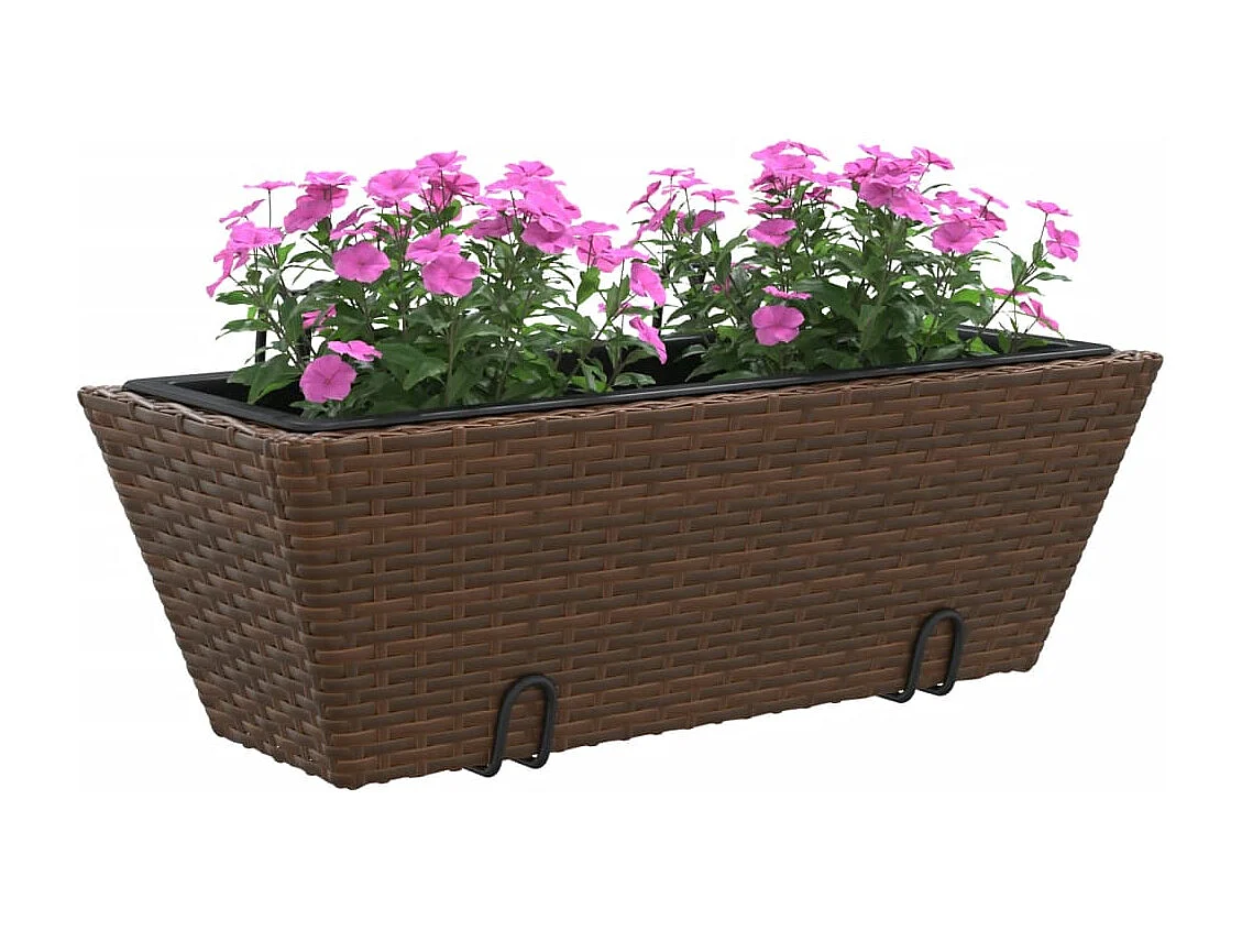 Fioriere con Ganci 2 pz Marroni in Polyrattan