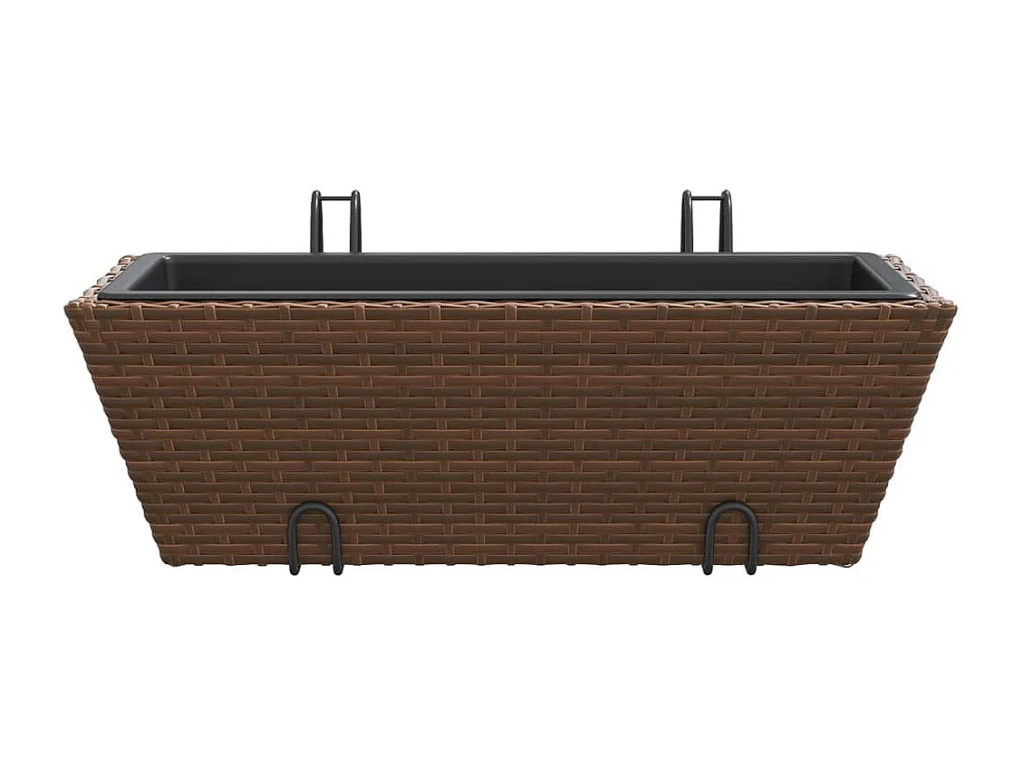 Fioriere con Ganci 2 pz Marroni in Polyrattan