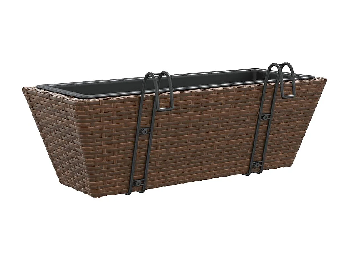 Fioriere con Ganci 2 pz Marroni in Polyrattan