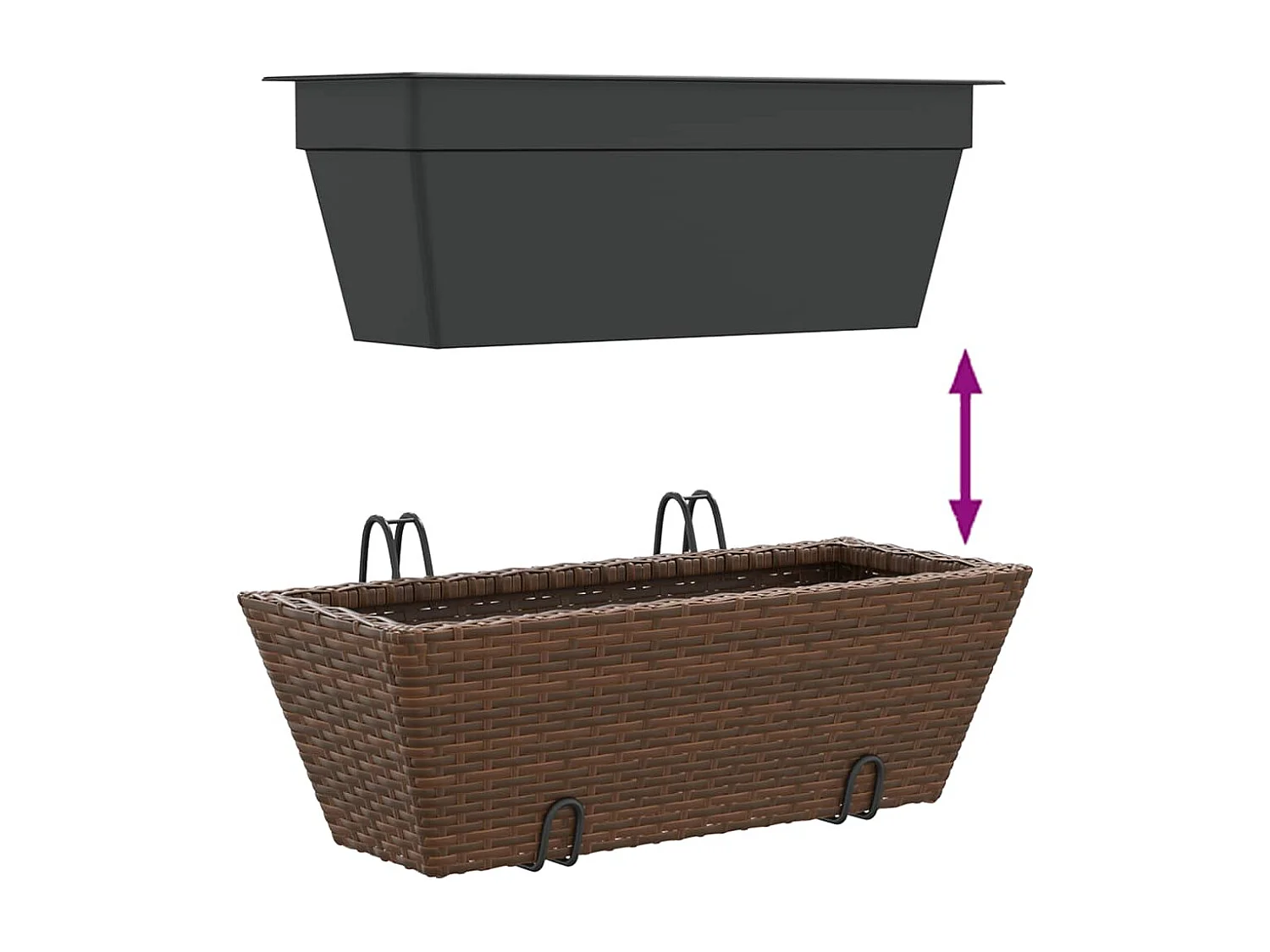 Fioriere con Ganci 2 pz Marroni in Polyrattan