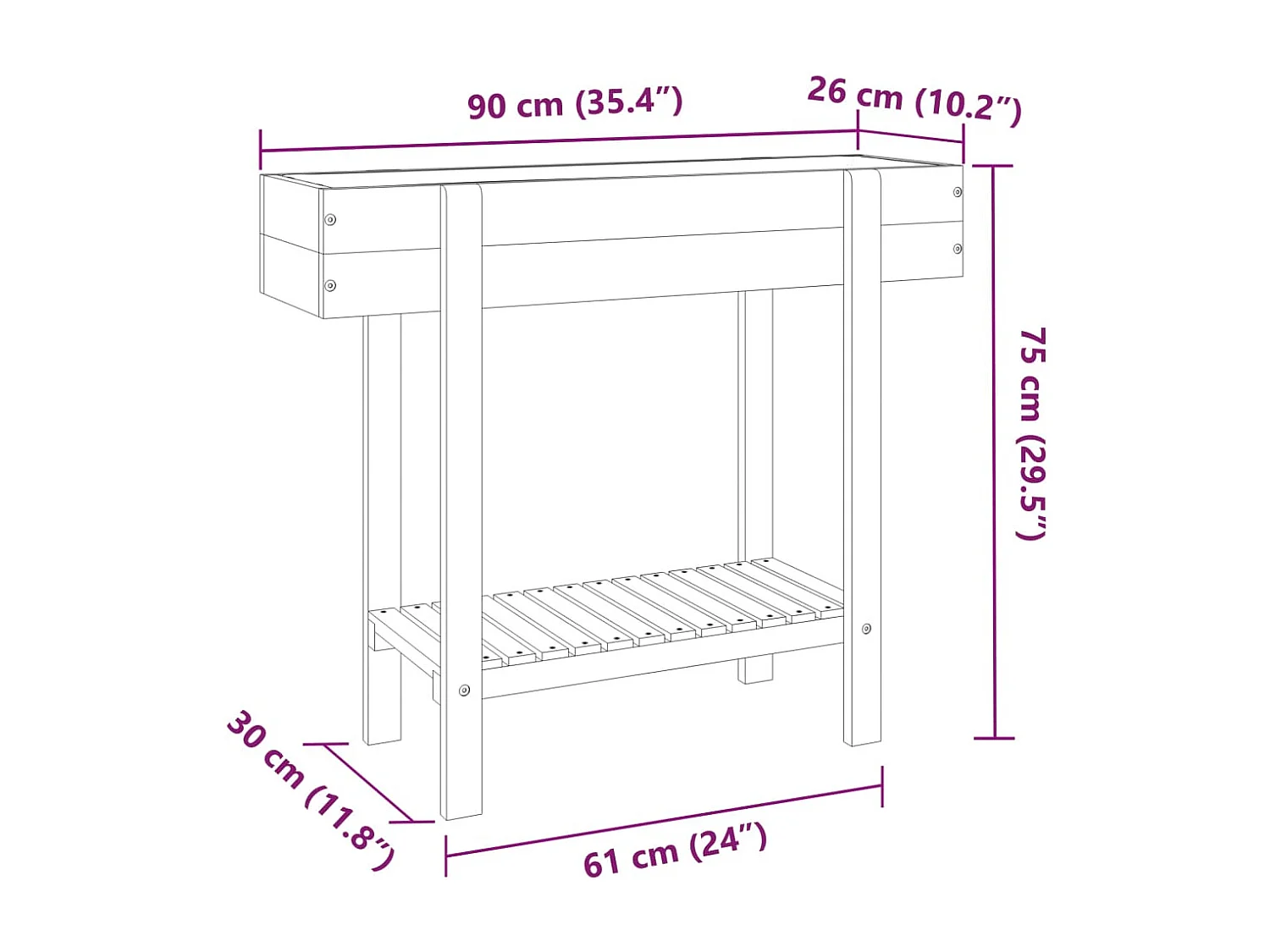 Hochbeet 90x30x75 cm Massivholz Akazie