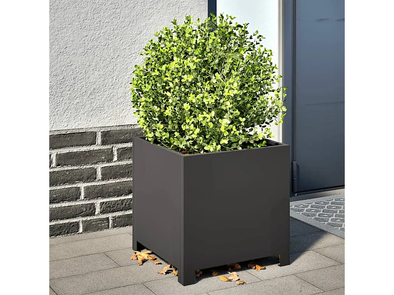 Vaso/floreira de jardim 40x40x40 cm aço preto