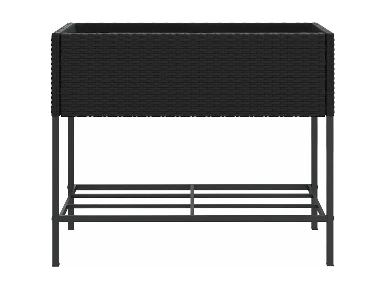 Jardinera con estante ratán sintético negro