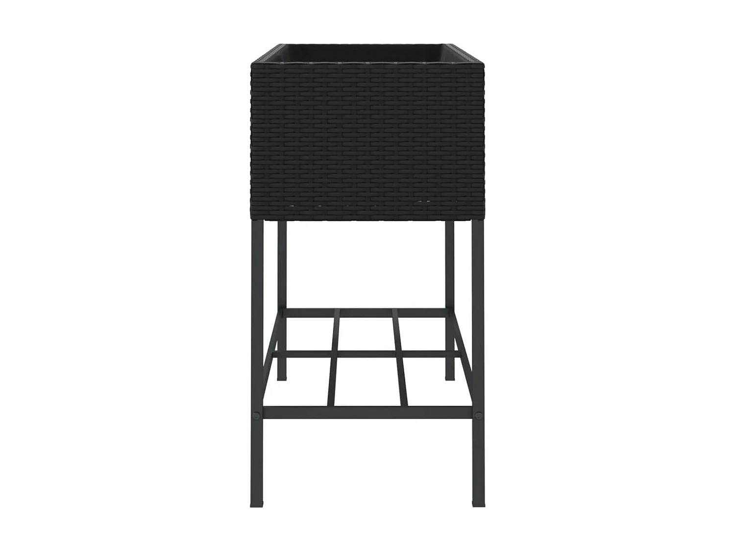 Jardinera con estante ratán sintético negro