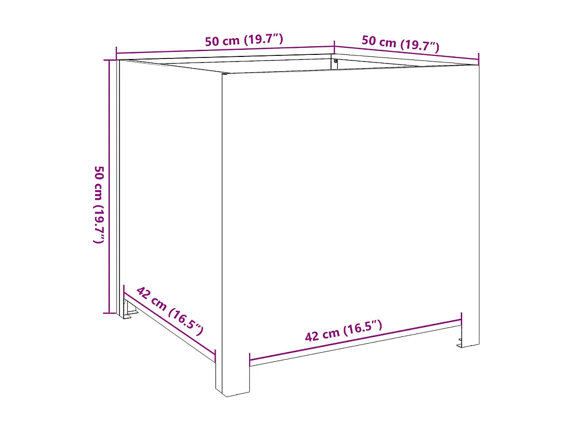 Jardinière noir 50x50x50 cm acier