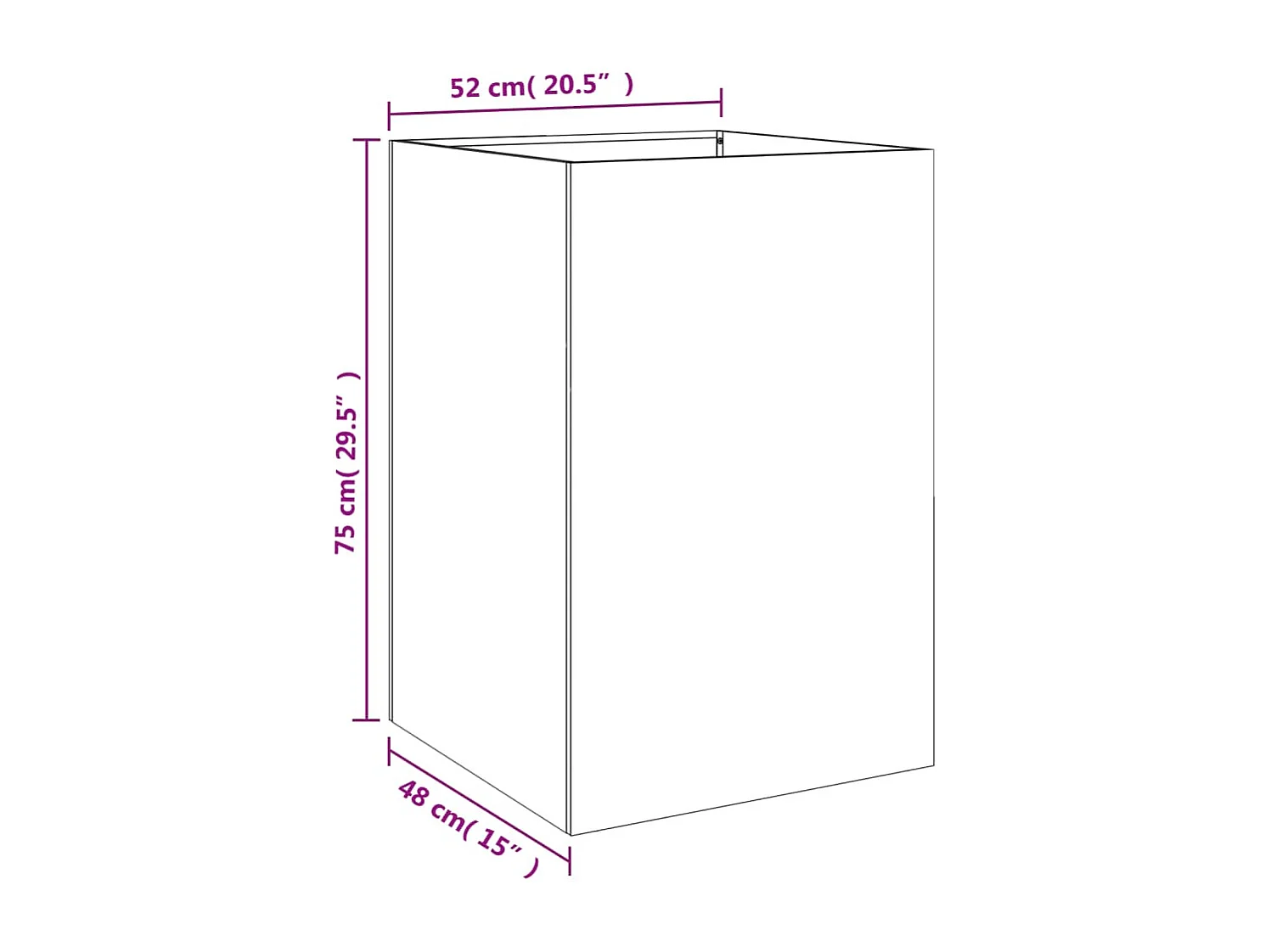 Vaso/floreira 52x48x75 cm aço branco